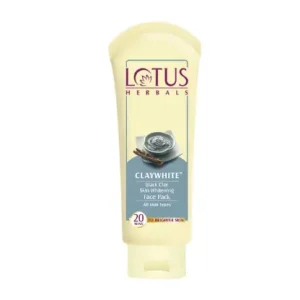 Lotus Herbals Claywhite Black Clay Face Pack for Skin Whitening | Detans Skin & Unclogs Pores | 120g