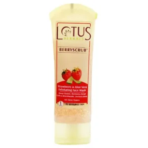 Lotus Herbals Berryscrub Strawberry & Aloe Vera Exfoliating Face Wash | Deep Cleaning | Blackhead Removal | For All Skin Types | 80g