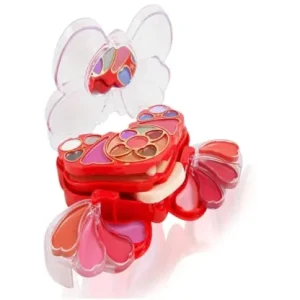 GS7 Make-up Kit, Heart-Shaped Palette with Multiple Eyeshadow Colors, Red and Clear Case, Multi-Layer Cosmetic Set