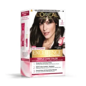 L'OREAL PARIS Excellence Creme Hair Color, 3 Dark Brown