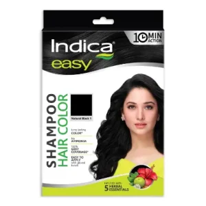 Indica Easy Do-It-Yourself 10 Minutes Hair Color Shampoo Natural Black