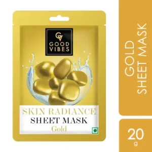 Good Vibes Gold Skin Radiance Sheet Mask | Anti-Ageing, Moisturizing | Vegan, No Parabens, No Sulphates, No Mineral Oil, No Animal Testing (20 gm)
