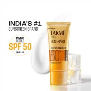 Lakme Sunscreen For Bright Skin, SPF 50 PA++++, Water Light, Niacinamide, In Vivo Tested, 50 ml