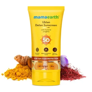 Mamaearth Ubtan Detan Sunscreen With Turmeric & Saffron For Sun Protection - 50 g