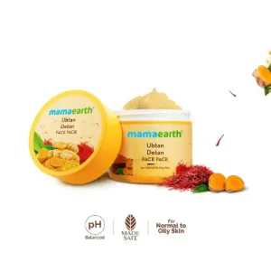 Mamaearth Ubtan Detan Face Pack with Turmeric & Saffron for Normal to Oily Skin - 100 g
