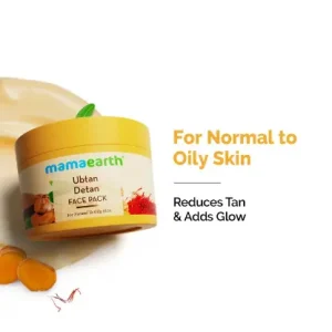 Mamaearth Ubtan Detan Face Pack with Turmeric & Saffron for Normal to Oily Skin - 200 g