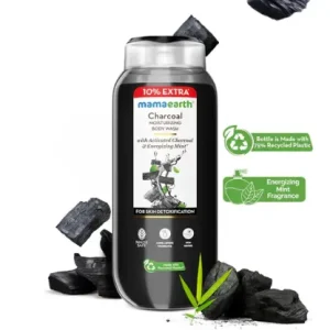 Mamaearth Charcoal Moisturizing Body Wash with Activated Charcoal & Energizing Mint for Skin Detoxification - 250 ml + 25 ml Extra