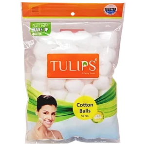 Tulips Cotton Balls - For Make Up & Nail Polish Removal, 50 pcs