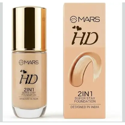 MARS HD 2in1 Super Stay Foundation, Waterproof, 24H Long Lasting | Full HD Coverage, Hyaluronic Acid, Non-Comedogenic, 100% Cruelty-Free, Multi-Tone Shades