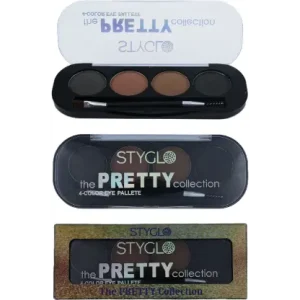 Styglo The Pretty Collection 4 Color Eyebrow Pallete Set A 8 g (Black, Brown, Light Brown, Drack Brown)