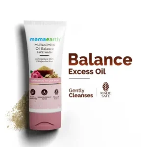 Mamaearth Multani Mitti Face Wash with Multani Mitti & Bulgarian Rose For Oil Control & Acne - 100 ml