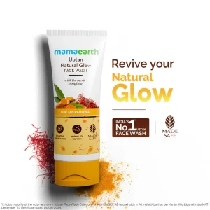 Mamaearth Ubtan Natural Glow Face Wash with Turmeric & Saffron for Tan Removal – 50ml