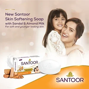 Santoor Sandal & Almond Milk Bathing Soap, 125 g
