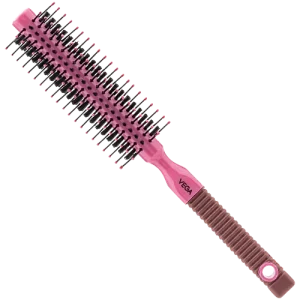 Vega R2-RB Round Brush with Bristle - Pink / Colour May Vary, 1 pc