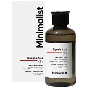 Minimalist Glycolic Acid 08% Exfoliating Liquid - With Bamboo Water, Exfoliates & Smoothens Skin, 150 ml
