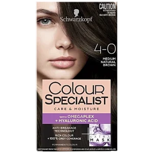 Schwarzkopf Colour Specialist Permanent Hair Colour - Care & Moisture, Perfect Grey Coverage, 165 ml 4-0 Medium Natural Brown