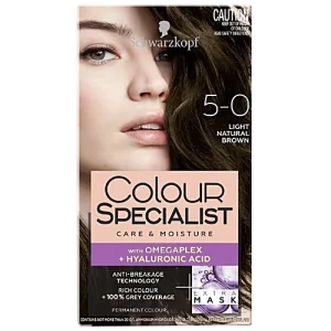 Schwarzkopf Colour Specialist Permanent Hair Colour - Care & Moisture, Perfect Grey Coverage, 165 ml 5-0 Light Natural Brown