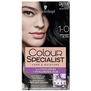 Schwarzkopf Colour Specialist Permanent Hair Colour - Care & Moisture, Perfect Grey Coverage, 65 ml 1-0 Opulent Black+65ml