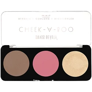 Swiss Beauty Cheek-A-Boo 3-In-1 Blusher, Contour, Highlighter, 8 g Shade 3