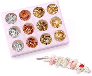 SHILLS PROFESSIONAL 12 Pot/Set 3D Multicolor Nail Art Glitter Foil Stickers Shiny Nail Sparkles Decals Gold/Silver/Copper/Color Intrigue Multicolor