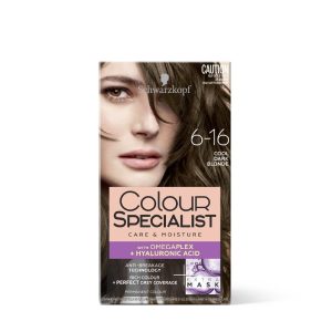 Schwarzkopf Colour Specialist At Home Permanent Hair Colour With Omegaplex Anti-Breakage Technology And Hyaluronic Acid With 2 After Repair Masks For Softer Hair, 6.16 Cool Dark Blonde 165ml