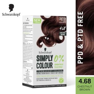 Schwarzkopf Simply Color Permanent Hair Colour - 4.68 Chestnut Brown 60+60ml