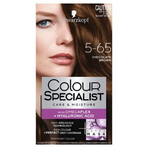 Schwarzkopf Colour Specialist At Home Permanent Hair Colour With Omegaplex Anti-Breakage Technology And Hyaluronic Acid With 2 After Colour Repair Masks For Softer Hair, 5.65 Chocolate Brown 165ml