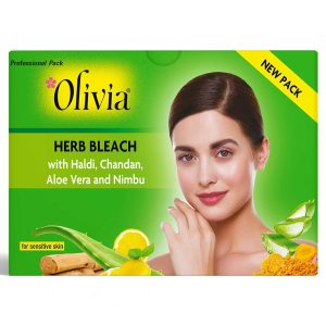 Olivia Herb Bleach for Sensitive Skin 270g | With Haldi, Chandan, Aloe Vera & Lemon | Removes Tan & Fades Facial Hair | Enhances Skin Tone | Soothes & Hydrates | For Women & Men