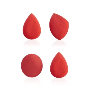 Mini Sponge Set (Water Drop, Egg, Olive Cut) (Red) (4 Pc)