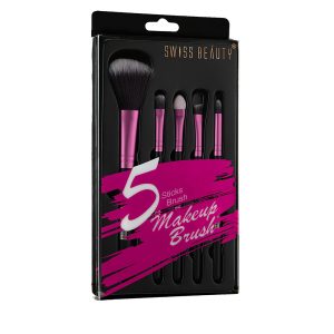 SWISS BEAUTY Set of 5 Pink Makeup Brushes