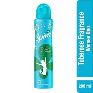 Spinz Blue Bounce Perfumed Deo - Fresh Tuberose Fragrance, Long-Lasting Freshness & 24-Hour Protection From Odour, For Women, 200 ml