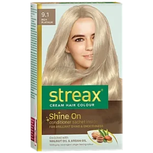Streax Cream Hair Colour - With Shine On Conditioner, For Smooth & Shiny Hair, 60 ml Rich Platinum