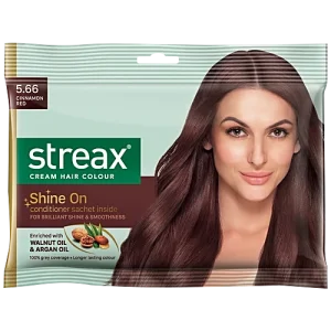 Streax Cream Hair Colour - With Shine On Conditioner, For Smooth & Shiny Hair, 45 ml Cinnamon Red