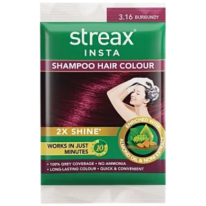 Streax Shampoo Hair Colour - Almond Oil & Noni Extract, 18 ml Burgundy