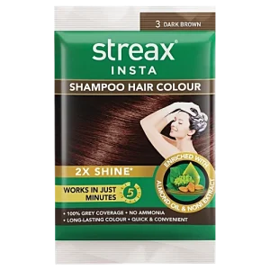 Streax Shampoo Hair Colour - Almond Oil & Noni Extract, 18 ml Dark Brown