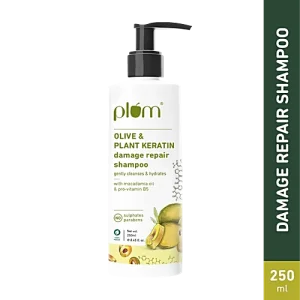 Plum Olive & Plant Keratin Damage Repair Shampoo - Cleanses & Hydrates Hair, 250 ml