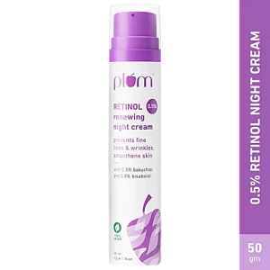 Plum 0.5% Retinol Renewing Night Cream - Prevents Fine Lines & Wrinkles, Smoothens Skin, 50 g