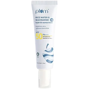 Plum Rice Water & 2% Niacinamide Hybrid Sunscreen - SPF 50 PA+++, 50 g