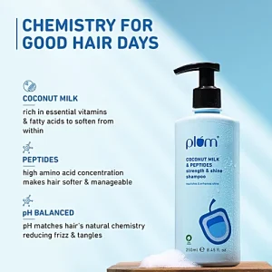 Plum Coconut Milk & Peptides Strength & Shine Shampoo - Nourishes Hair, 250 ml