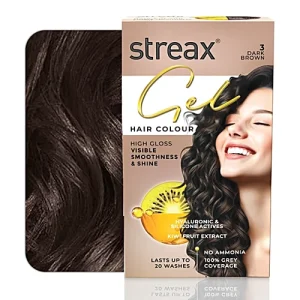Streax Gel Hair Colour, 60 g + 60 ml 3 Dark Brown