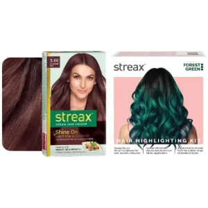 Streax Permanent Hair Colour, Hair Colour Highlight Kit | Green Hair Colour, Forest Green