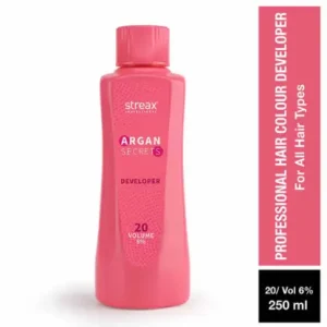 Streax Professional Argan Secret Hair Colourant Developer, Cream Developer for Rich Hair Colour, 20 Volume (6%), 250ml