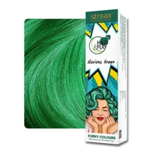 Streax Professional Hold and Play Funky Colours, Hair Color, 100g - Colour: glorious green