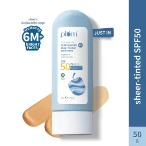 Plum Rice water & 3% niacinamide sheer-tinted sunscreen | Suitable for most Indian skin tones | SPF 50 PA++++|