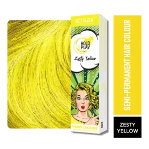Streax Professional Hold & Play Funky Colours - Zesty Yellow Hair Colour, Semi-Permanent Professional Hair colour for Women, (100 gm)